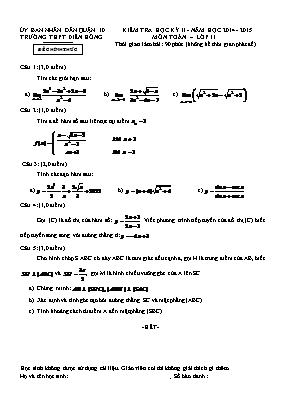 Kiểm tra kỳ II môn Toán lớp 11 (Đề chính thức)